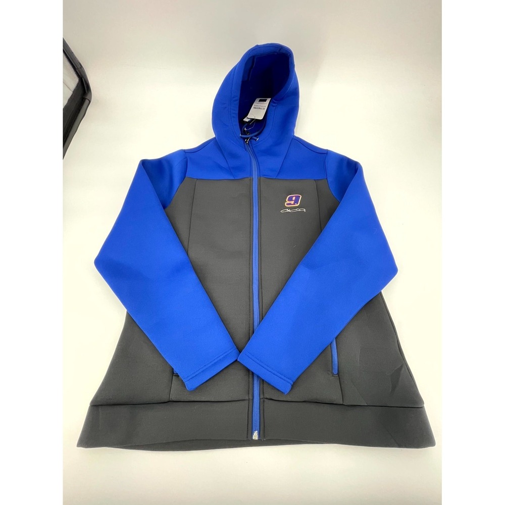 Antigua Jacket Womens XL Blue Black Chase Elliott Logo Stretch Hooded Full Zip